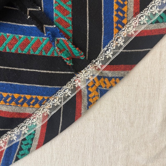 Vintage Southwestern Woven Chevron Stripe A-Line Midi Skirt Black Multi Sm/Md - Picture 10 of 13